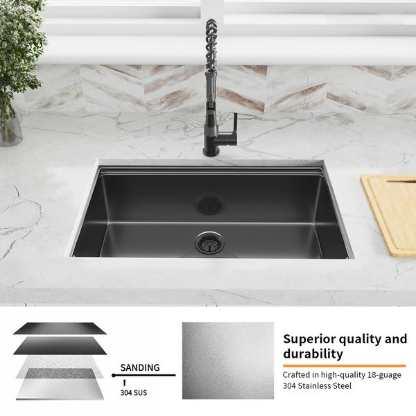 dropship Factory Directly Multi-functional OEM Handmade SUS 304 Stainless Steel Undermount Kitchen Sink Workstation