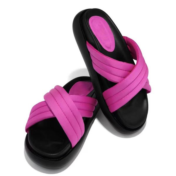 dropship Women's Slippers Silk Soft Platform Ladies Slides Shoes 2022 Summer Fashion Thick Bottom Female Slipper Woman Flip-flops