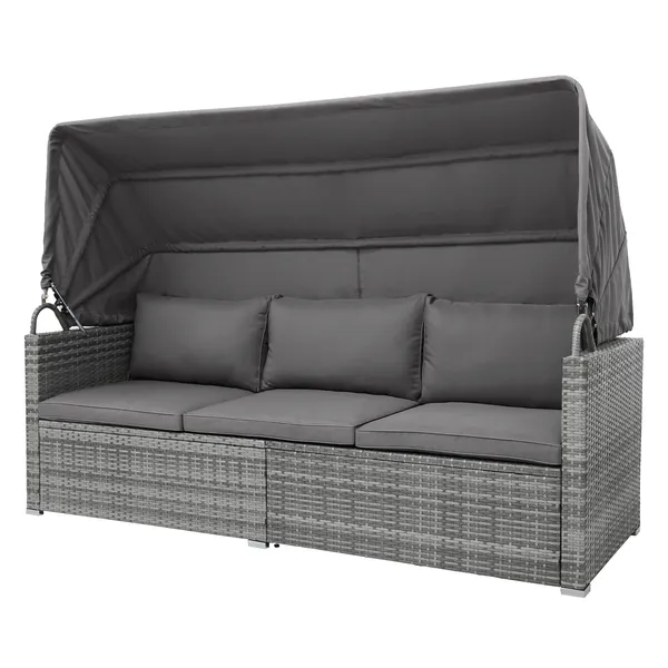 Dropship 5 Pieces Outdoor Sectional Patio Rattan Sofa Set Rattan