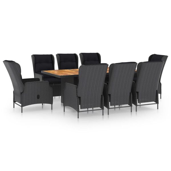 dropship 9 Piece Patio Dining Set with Cushions Poly Rattan Dark Gray