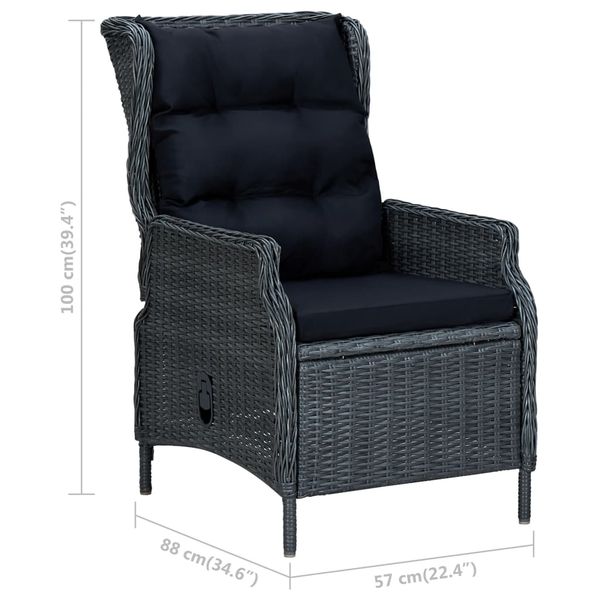 dropship 9 Piece Patio Dining Set with Cushions Poly Rattan Dark Gray