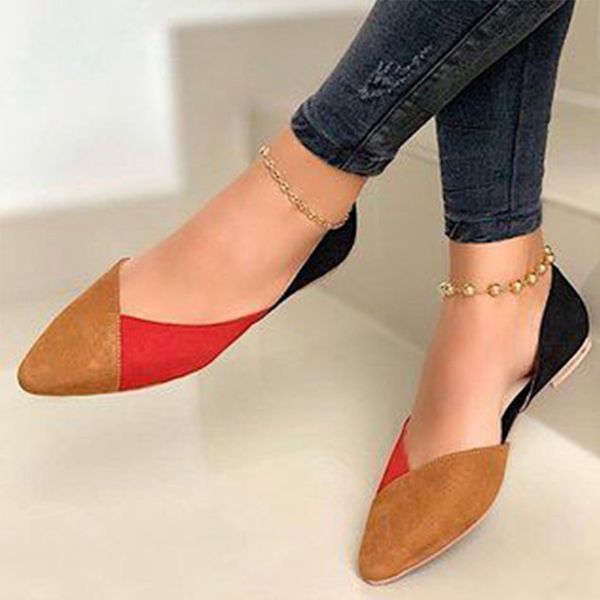 dropship Women's Ballet Flats Loafers Autumn Flat Shoes for Women Pointed Toe PU Slip on Shallow Casual Mixed Color Ladies Shoe