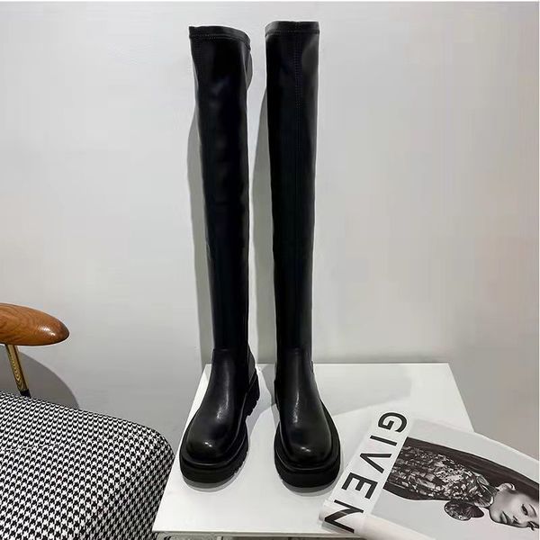 dropship Women Over The Knee Boots Pu Leather Autumn Winter Soft Platform Ladies Shoes 2021 Fashion Female Boot Women's Long Boots