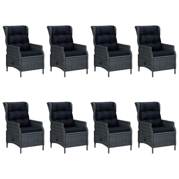 dropship 9 Piece Patio Dining Set with Cushions Poly Rattan Dark Gray
