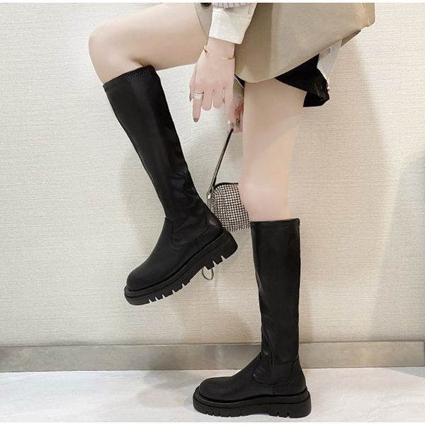 dropship Women Over The Knee Boots Pu Leather Autumn Winter Soft Platform Ladies Shoes 2021 Fashion Female Boot Women's Long Boots