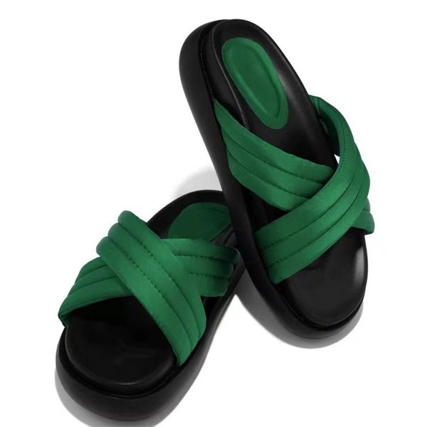 dropship Women's Slippers Silk Soft Platform Ladies Slides Shoes 2022 Summer Fashion Thick Bottom Female Slipper Woman Flip-flops