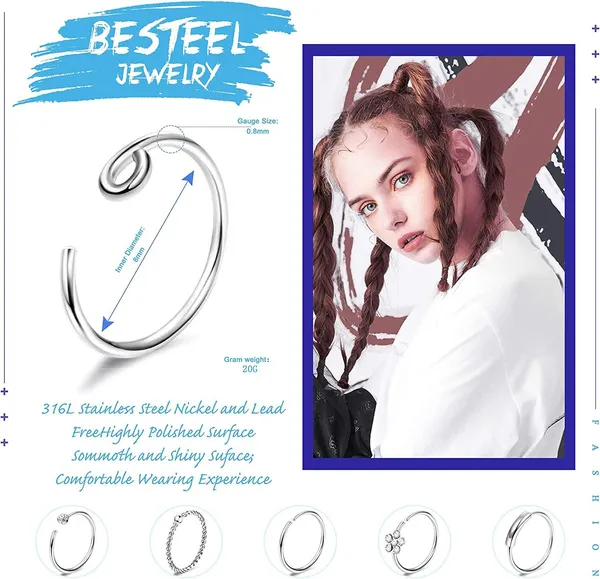 lemon bottle fat dissolving side effects GKNET Stainless Steel D Rod C-Shape Lip Ring Body Piercing Lip Stud Women  Delicate Jewelry CZ-White-1.2*10*3mm