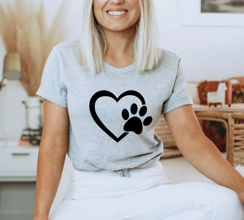 Dropship Paw Love T Shirt Paw Love Tee Dog Lover Shirt Paw Print Heart Shirt Paw Print Shirt Paw Prints Shirt to Sell Online at a Lower Price Doba