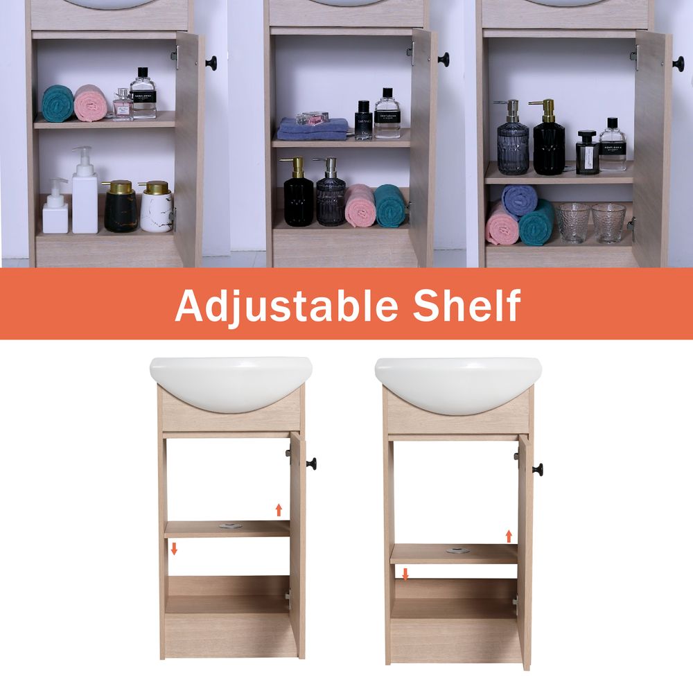dropship Freestanding 18 Inch Bathroom Vanity, Small Bathroom Vanity With Sink, Bathroom Vanity and Sink Combo (KD-PACKING)-G-BVB02218PLO