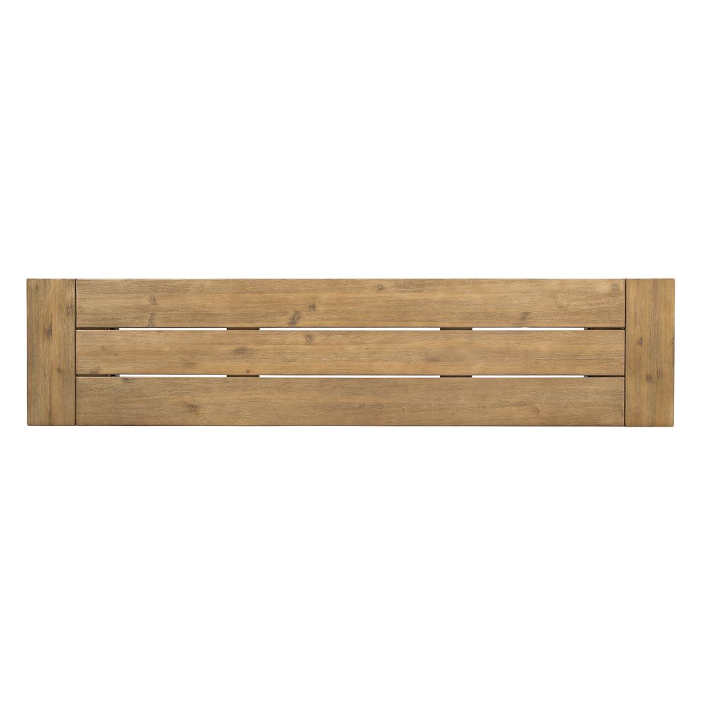 dropship Outdoor Bench with Slat Panel Design and Acacia Wood Frame(Set of 2), Natural and Grey