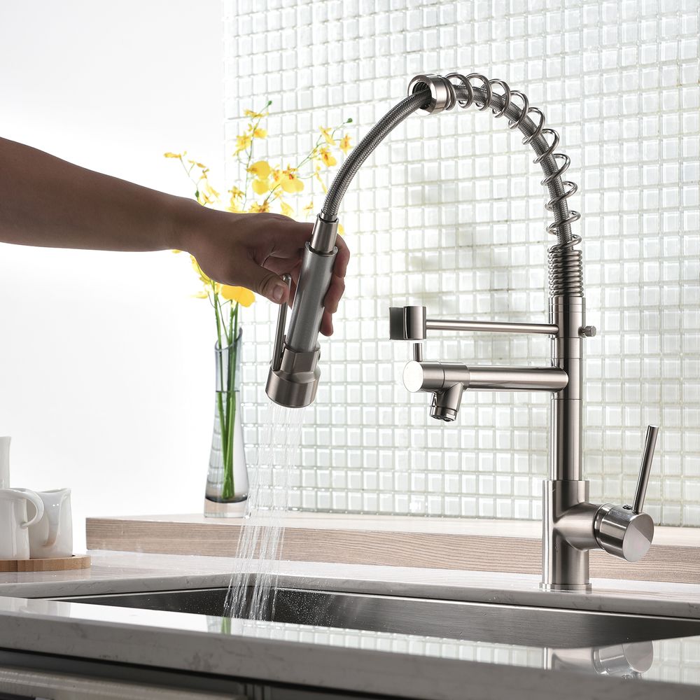dropship Commercial Kitchen Faucet with Pull Down Sprayer, Single Handle Single Lever Kitchen Sink Faucet