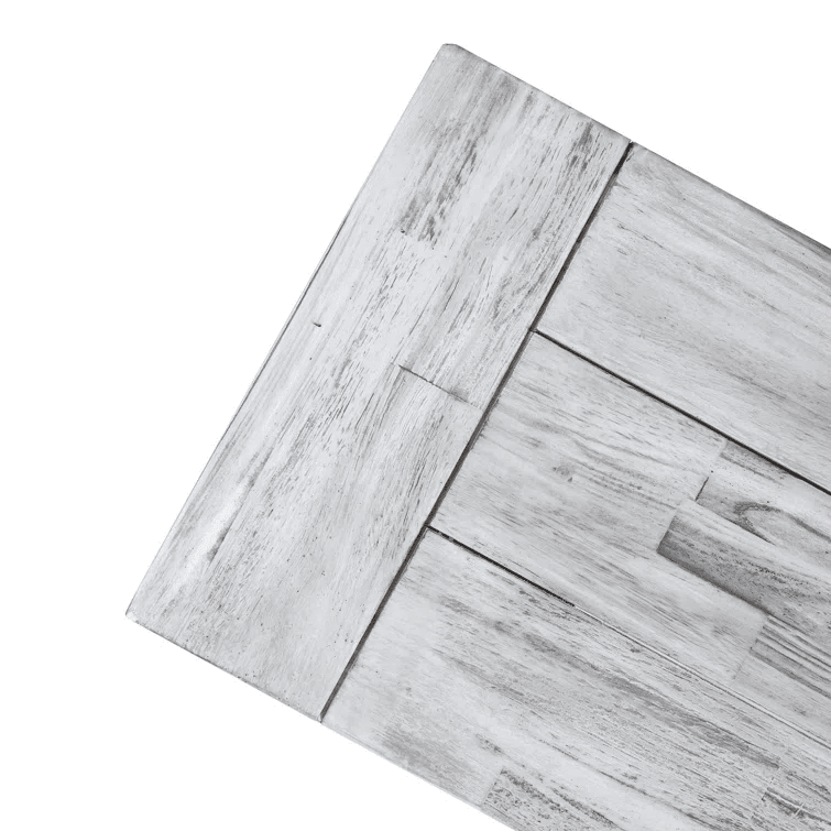 dropship Light Grey Sandblast Finish Acacia Wood Dining Bench with Black Rustic Metal Finish Frame