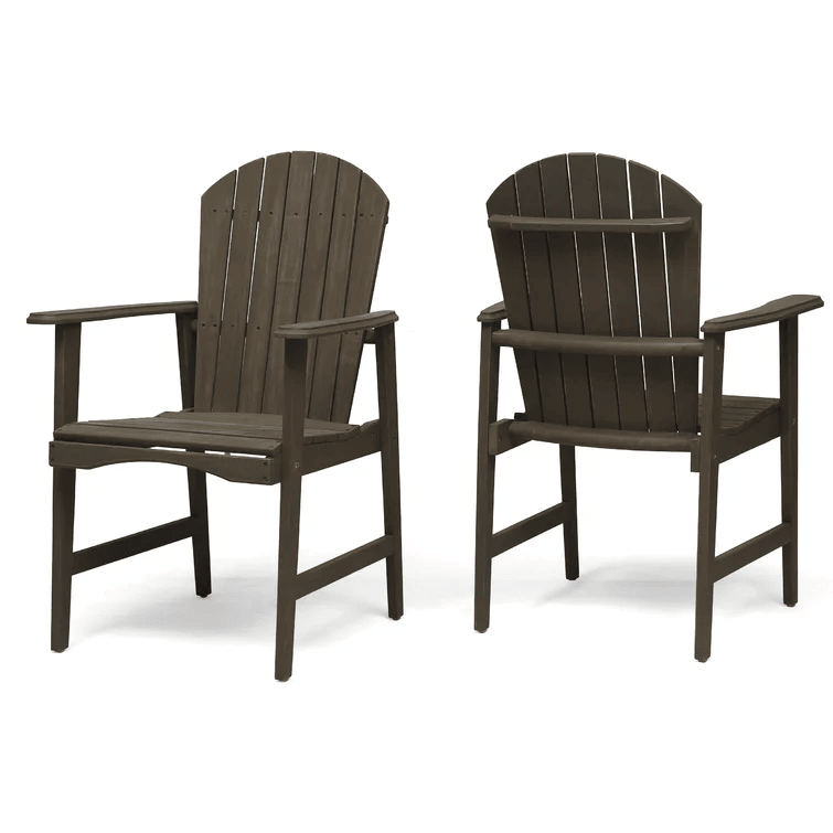 dropship Outdoor Weather Resistant Acacia Wood Adirondack Dining Chairs (Set of 2), Grey Finish