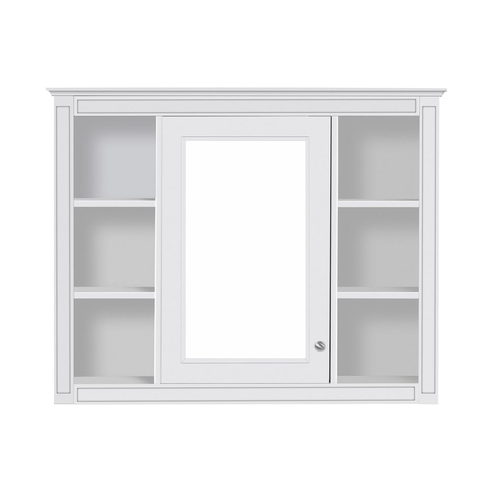 dropship 35'' x 27.5'' Medicine Cabinet, Wall Mounted Bathroom Storage Cabinet, Modern Bathroom Wall Cabinet with Mirror, Mirror Cabinet with 6 Open Shelves (Not Include Bathroom Vanity )