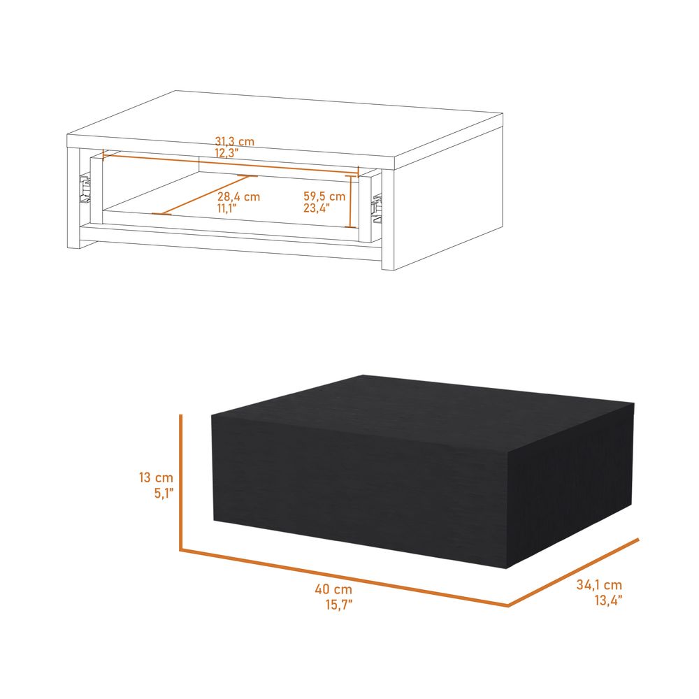 dropship Vienna Floating Nightstand, Sleek Wall-Mounted Design with Spacious Drawer Storage