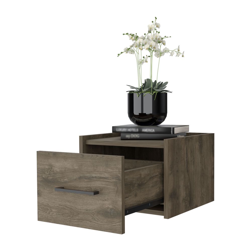 dropship Elfrida Wall-Mounted Nightstand, Sleek Single-Drawer Design with Spacious Top Shelf