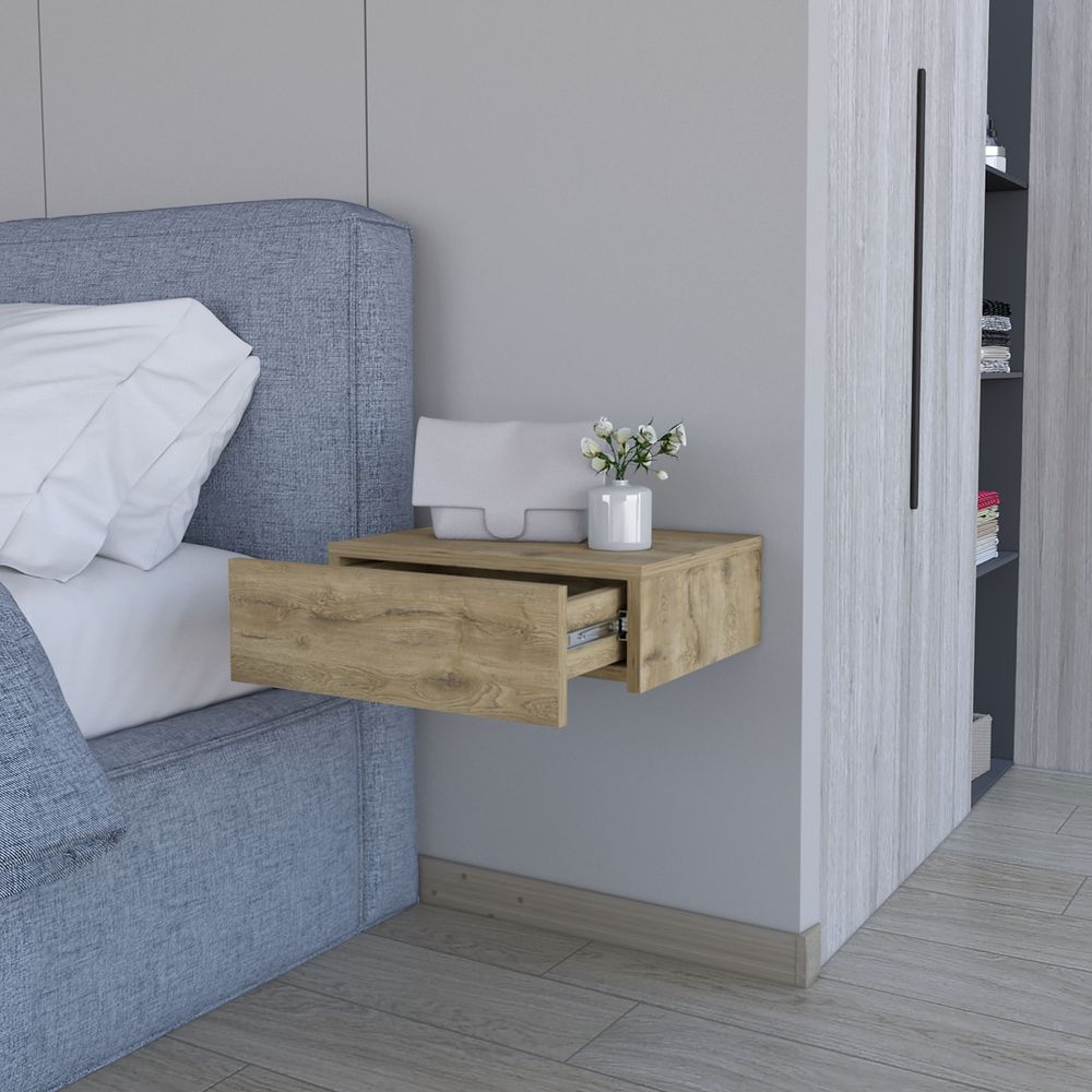 dropship Vienna Floating Nightstand, Sleek Wall-Mounted Design with Spacious Drawer Storage