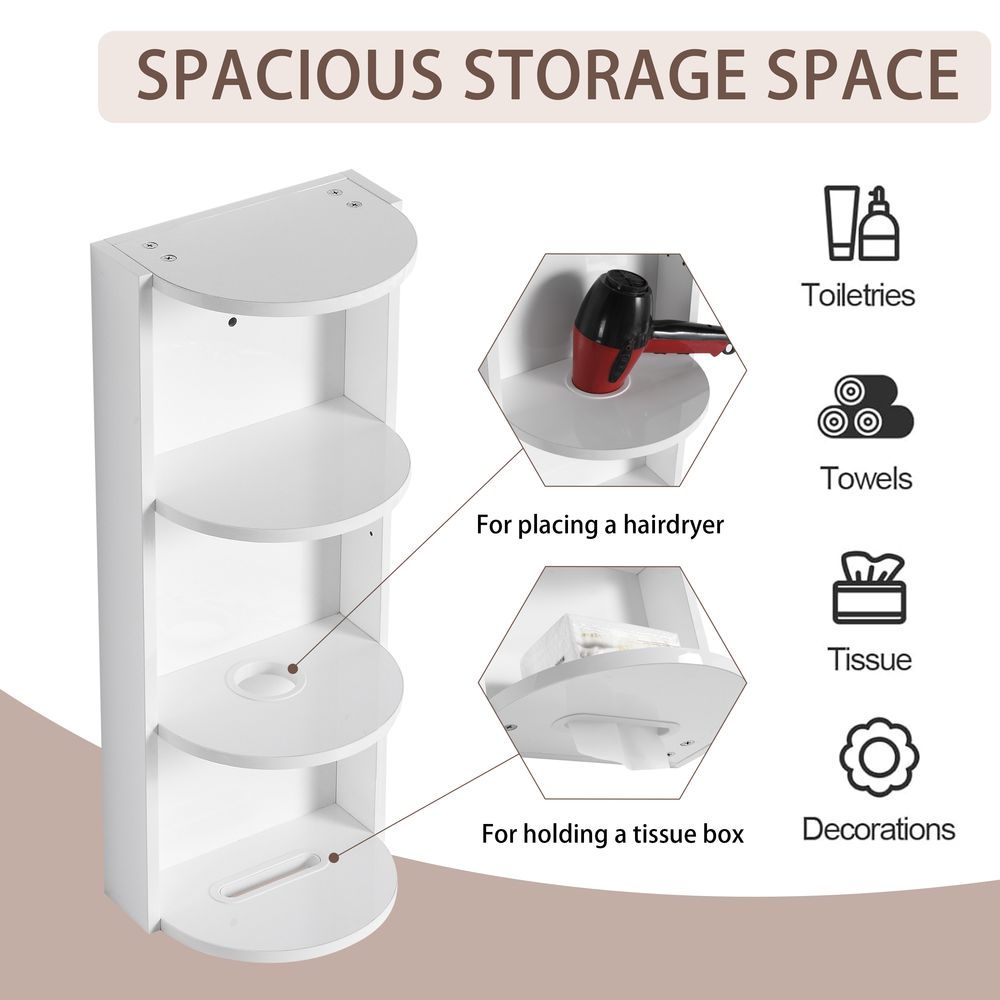 dropship 12" Bathroom Wall-Mounted Storage Rack, Float Mounting Design,(KD-Packing)