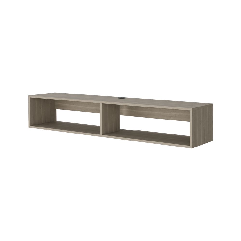 dropship Central Floating media rack in melamine with two shelves,white oak