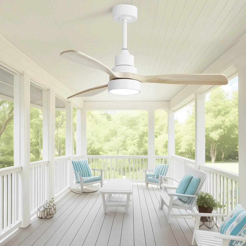 dropship 48 Inch Solid Wood Ceiling Fan with Dimmable Light 6 Speed Reversible DC Motor