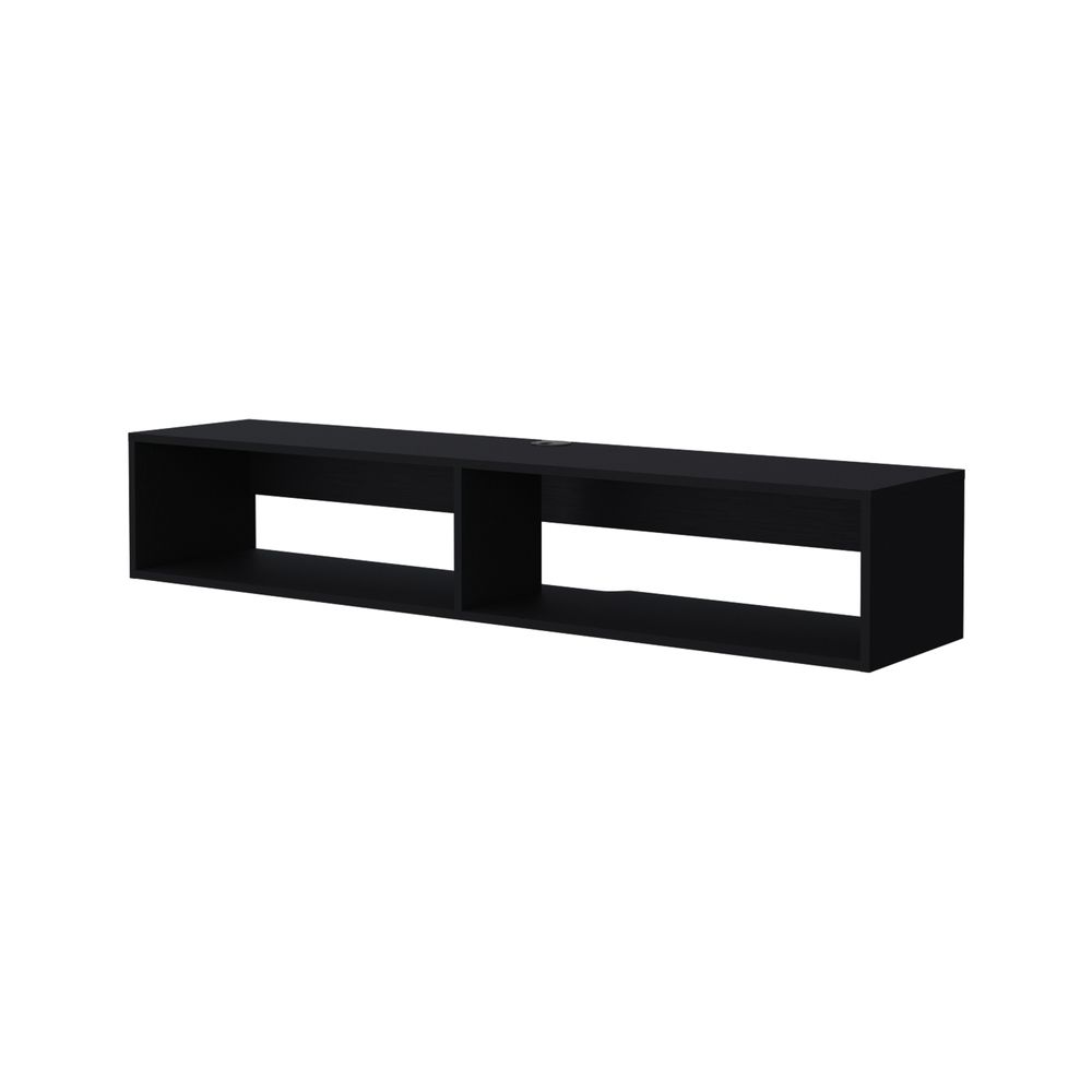 dropship Central Floating media rack in melamine with two shelves,black