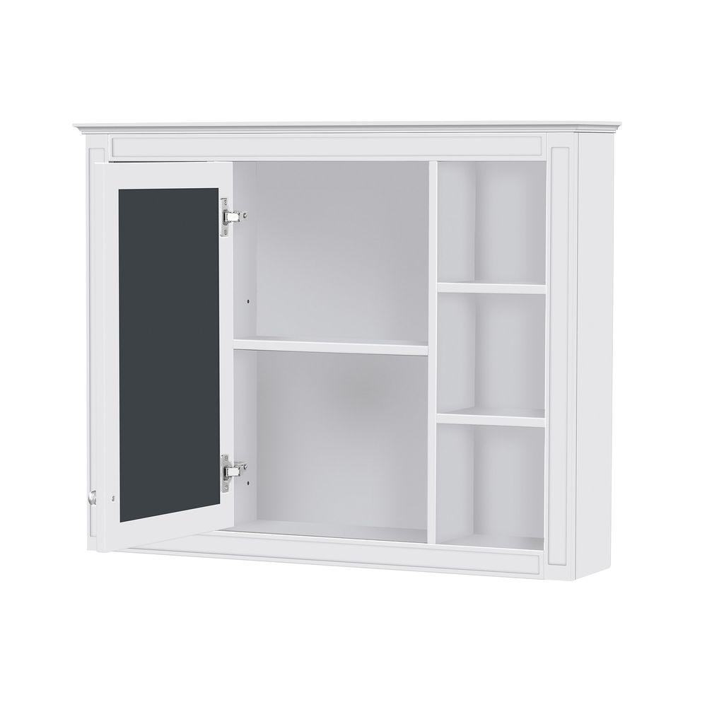 dropship 35'' x 27.5'' Medicine Cabinet, Wall Mounted Bathroom Storage Cabinet, Modern Bathroom Wall Cabinet with Mirror, Mirror Cabinet with 6 Open Shelves (Not Include Bathroom Vanity )