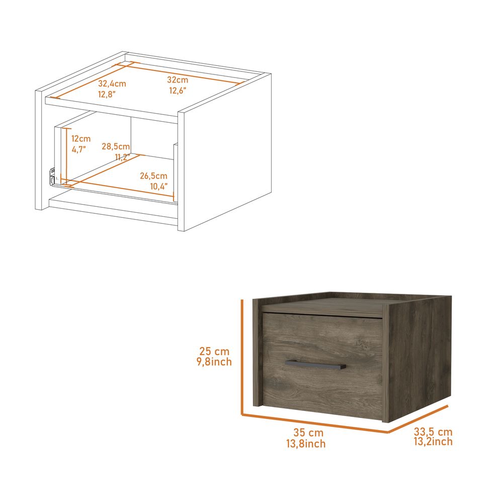 dropship Elfrida Wall-Mounted Nightstand, Sleek Single-Drawer Design with Spacious Top Shelf