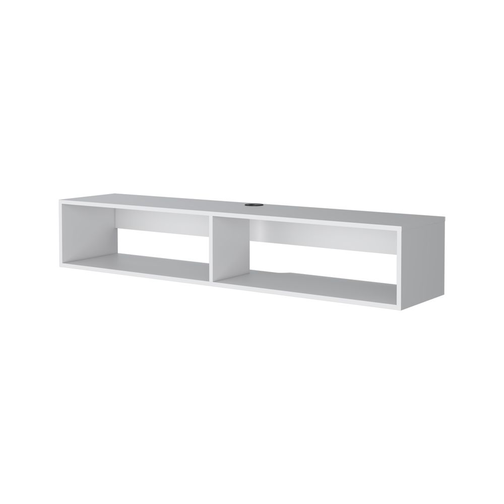 dropship Central Floating media rack in melamine with two shelves,white